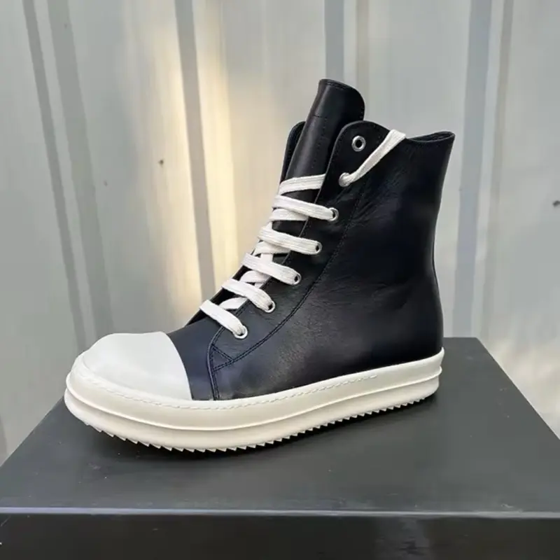 New Rick Owen Leather Skinny Lace High Top Shoes