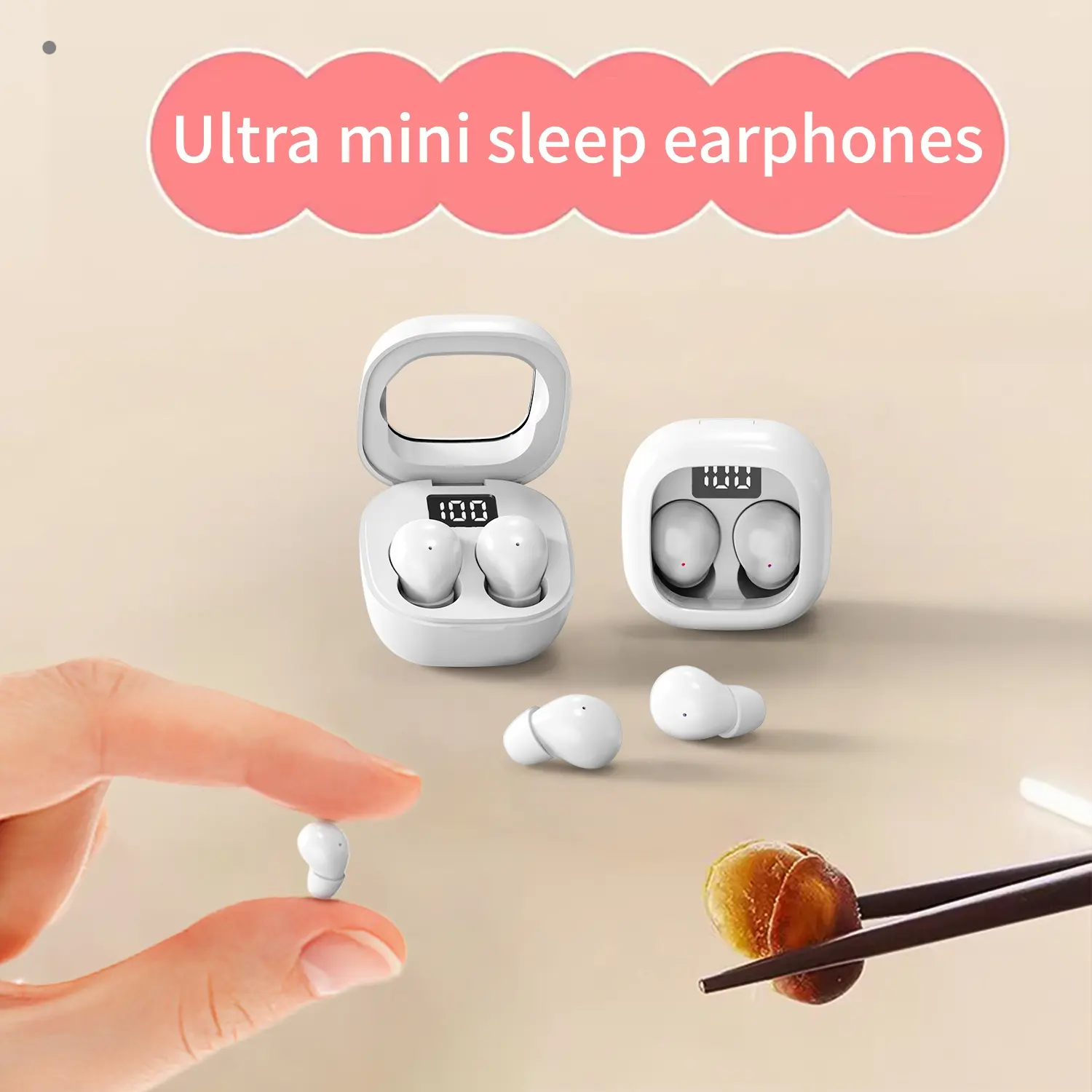 Smallest Invisible Sleep Earbuds,Comfort Side Sleep Earbuds, Noise-Canceling Earphones.Improve sleep quality with zero ear pressure for side sleepers.Featuring low-profile flat-head design,ideal for side sleepers