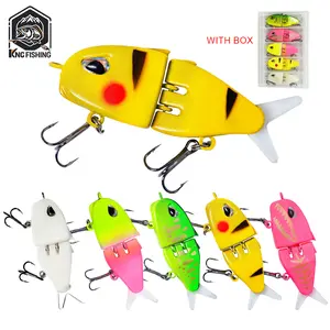 [FreeShip] 5-Pack Mini Glide Bait, Slow Sinking Multi-Jointed Hard Lure with Soft Tails & 3D Realistic Eyes, Top Water & Glide Action, Wide S Motion, Soft Rubber Fins, Pike, Swimbait Wobbler Fishing Tackle Gear for Anglers, Amazing Gifts