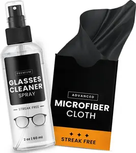 Glasses Cleaner Spray - Eyeglass Cleaner (No Streaks)| Eye Glass Cleaners Spray + Lens Cleaner Microfiber Cleaning Cloth, Glasses Cleaning Kit Eye - 2oz