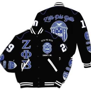 Zeta Phi Beta Varsity Jacket, Dove Graphic Sorority Style, Long Sleeve Button Front Coat, Unisex Streetwear Outerwear Gift Idea