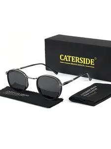 Unisex Vintage Round Frame Sunglasses, Trendy Casual Sunglasses for Everyday Use, Fashion Accessories for Outdoor Activities