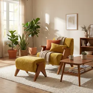 BALIAAfurniture Modern ErgoWood Modern ComfortLounge Indoor chair Set- Solid Wood Armchair withErgonomic Design and Plush Cushioning - Perfect forRelaxation and Style in Any Home Decor