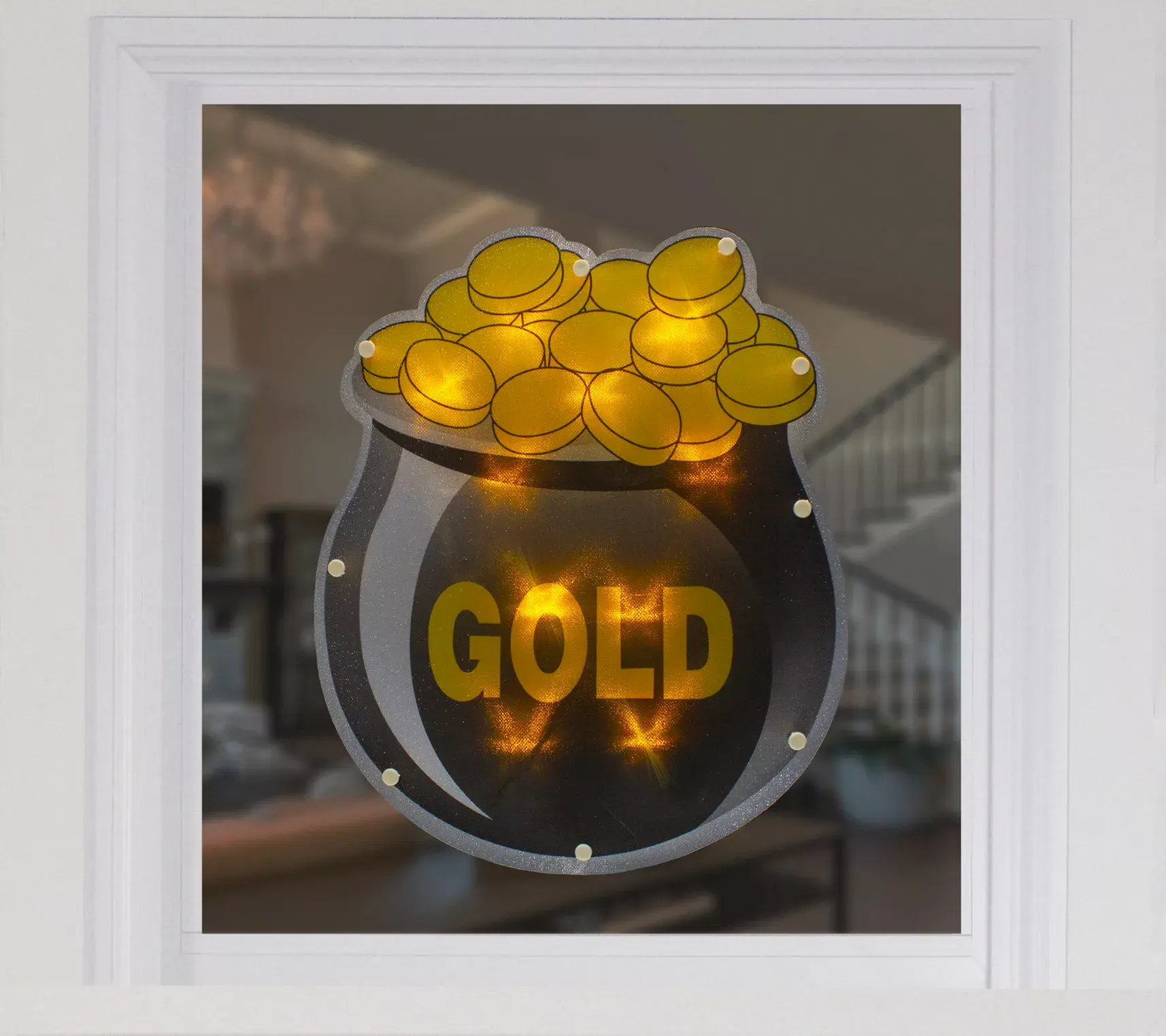 12" LED St. Patrick's Day Pot of Gold Window Silhouette