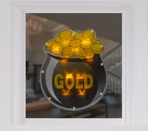 12" LED St. Patrick's Day Pot of Gold Window Silhouette