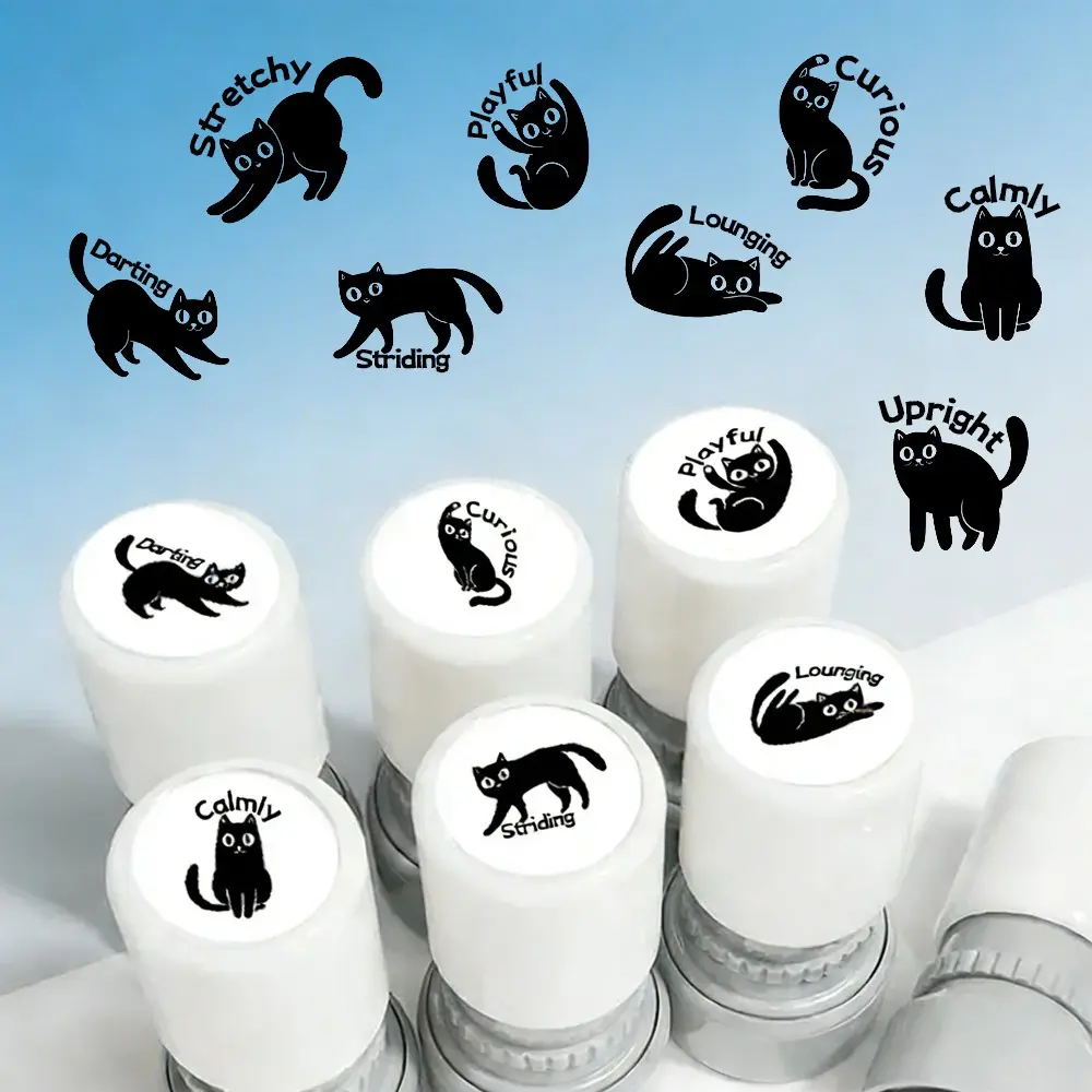 Cute Cat Stamp Set, Fun Animal Design Stamps for Scrapbooking & Journaling, Perfect for DIY Crafts & Decorative Projects, Scrapbooking Tool