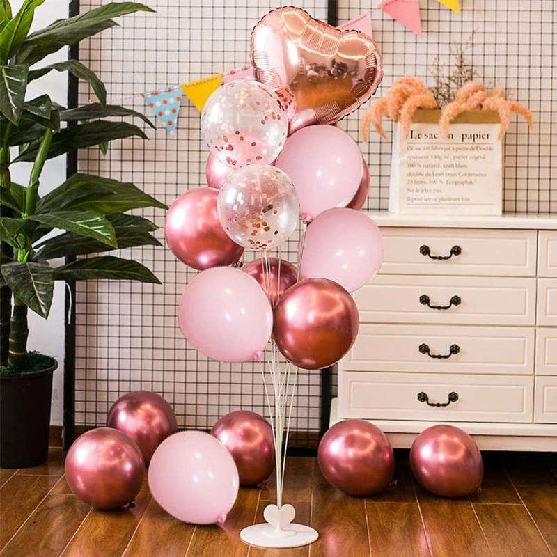 Valentines Day Balloons Kit, 101 Pack Rose Gold Pink Heart Balloons with Rose Petals, I Love You Balloons for Anniversary Mothers Day Wedding Romantic Decorations Special Night,VA-BA-01