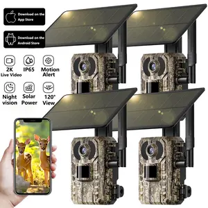 4G LTE Cellular Trail Cameras 3rd Gen with Live Streaming, Game Camera Built-in SIM Card with Motion Activated 0.2s Trigger Time Solar Trail Camera IP66 Waterproof Alerts Color Night Vision