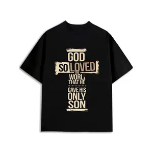 God's Love: Son Gift Tee Men Christianity funny t shirts black 180G 100% Cotton Comfortable loose and fashionable T-shirt Stylish summer outerwear Comfortable loose T-shirt religious gifts religious prints Easter gift