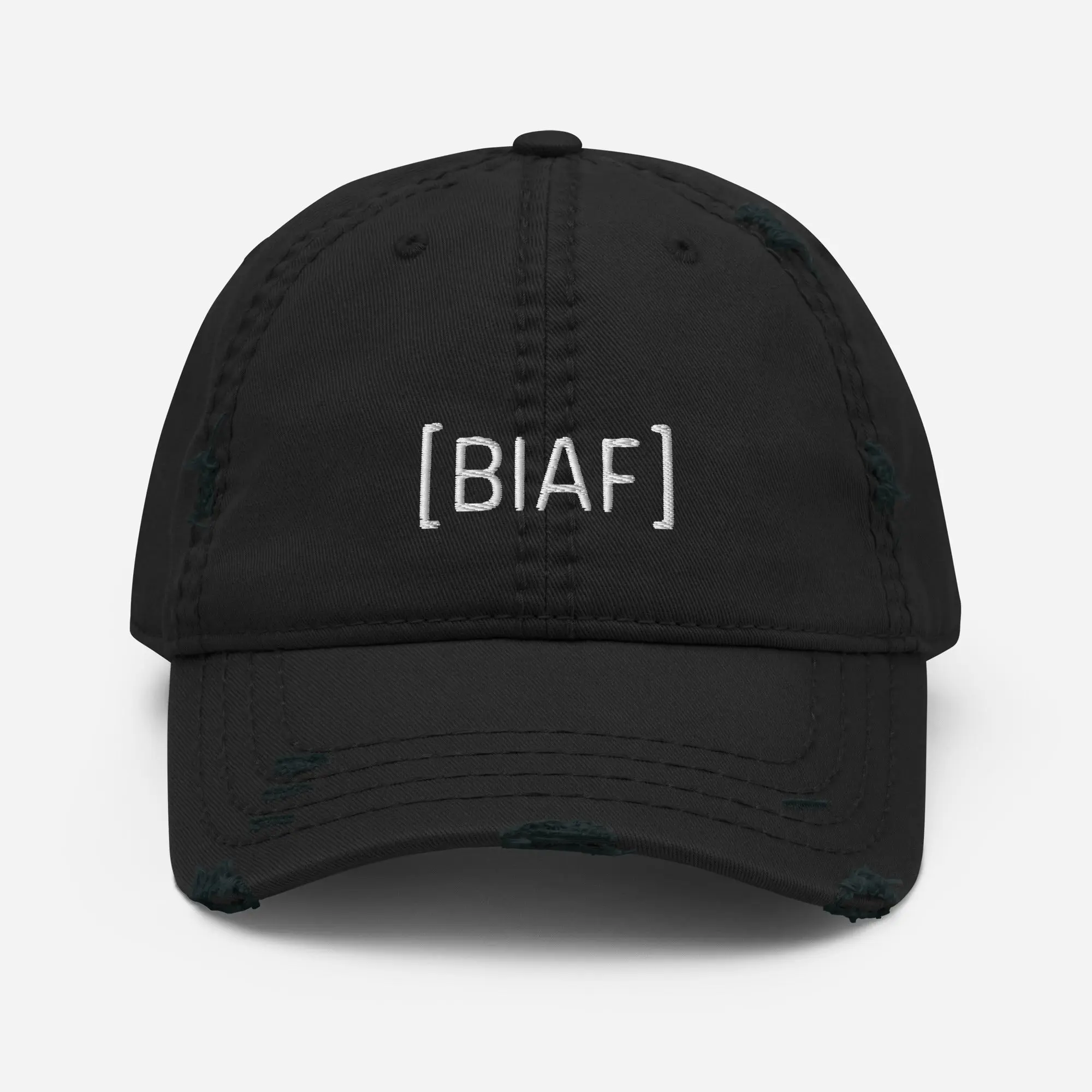 BIAF Distressed Dad Hat - Hook and Loop Adjustable Brimmed Cap, 6 Stitched Rows on Brim, Bold Script Dad Tax Graphic, Breathing Holes, Casual Daily Wear Fashion Accessory, 6 Stitched Rows On The Brim