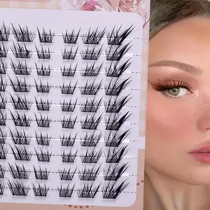Fox Eye & Cat Eye DIY Lash Clusters False Eyelashes Kit Eyelash Extensions - 10 Rows, Mixed Lengths C Curling, DIY Self-Grafting for Beginners, Anime Style Volumized False Eyelashes