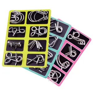3*24pcs Metal Solving Metal Wire Pieces Solution Set Brain Teaser Wire Chain Game Challenges Chinese Ring Magic Trick Toy Puzzle lift tiktokshopspringglowup