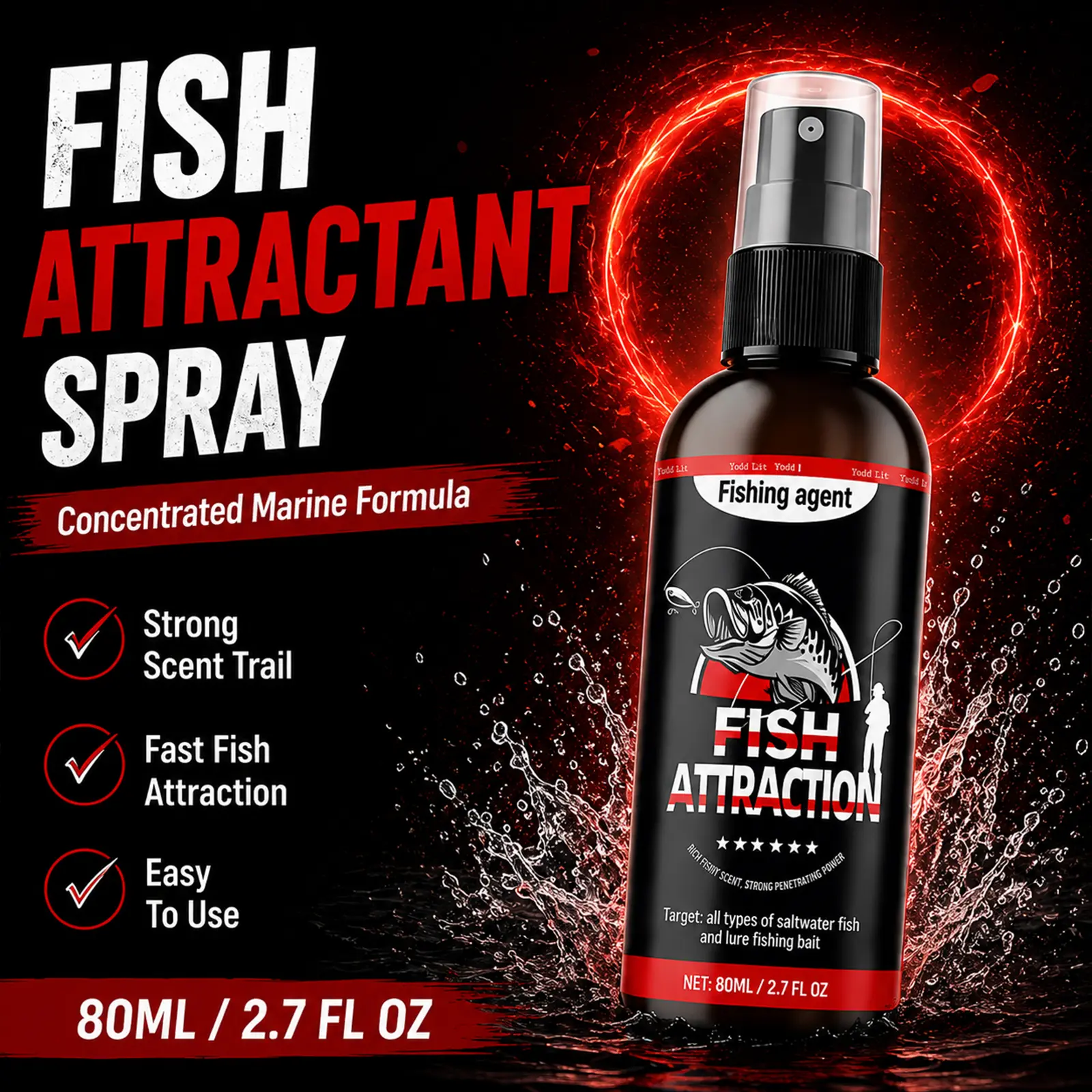 Fish Attractant Spray | Make Your Lure More Attractive | Strong Scent Fishing Spray for Bass, Trout, Redfish & More
