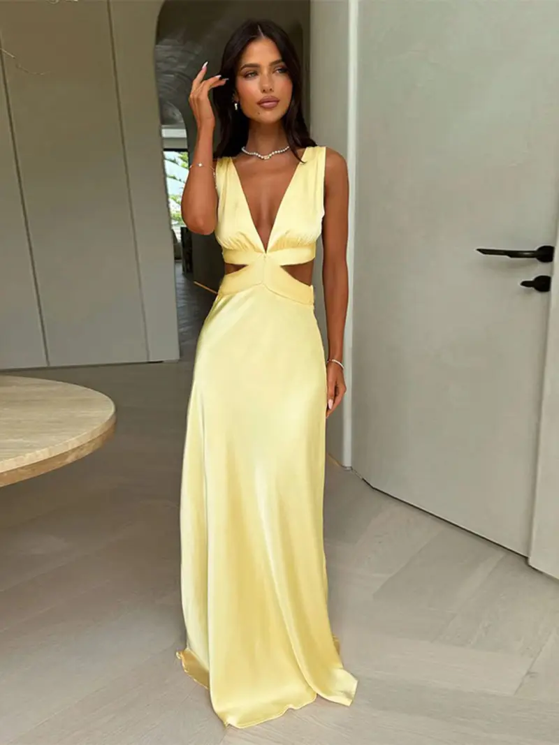 Plunge neckline party dress - TikTok Shop