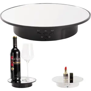 Motorized Display Stand - 7.87" Rotating Platform with Mirror Cover, USB Charging Port, 22 lbs Load Capacity, Ideal for Jewelry, 3D Model, Cake Photography