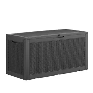 100 Gallon Large Outdoor Storage Box with Lockable Lid, Waterproof Resin Deck Box for Patio, Garden, Porch & Poolside, All-Weather Durable Organizer-Christmas Gifts.