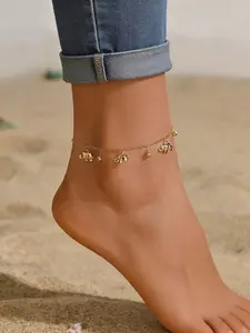 Summer Beach Women's Anklet, 18k Elephant Pendant, Fashion Accessory for Parties and Gatherings