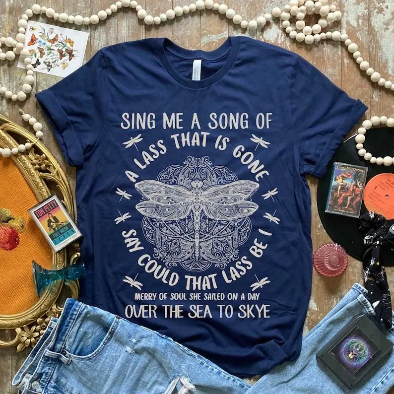 Outlander t-shirt Sing Me a Song Dragonfly Celtic Design Outlander gifts women's cotton tshirt Gift for Outlander Fans Birthday Gift for Her