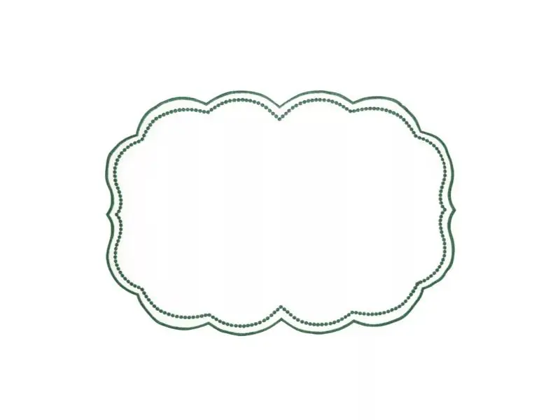 Saro Lifestyle 2857.G1420B 20 x 14 in. Embroidered Polka Dot Rectangle Placemat with Scallop Edge, Green - Set of 4
