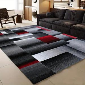 abstract geometric pattern carpet, 1 count non-slip washable floor mat, decorative area rug for home living room bedroom kitchen