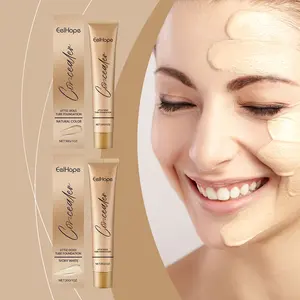 Eelhope Small Gold Tube Foundation Concealer, Natural Lightweight Skin Concealer Not Easy To Remove Makeup Moisturizing Liquid Foundation