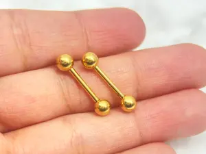 Internally Threaded Gold Nipple Barbell.