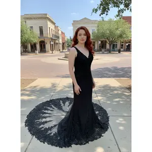 Tara Black Wedding dress, A-Line Black Wedding Dress, Gothic Wedding Dress, Black Bridal Gown,V neckline wedding dress, Custom wedding dress