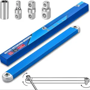 Heavy Duty Steel Offset Extension Wrench, Tight Reach Extension Wrench Set, with 1/2", 1/4" and 3/8" Square Drive Adapters, Ideal for Tight Spaces, Cramped Areas & Hard-to-Reach Fasteners, TikTokShopBlackFriday