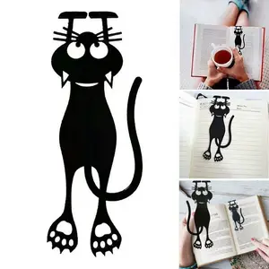 3pcs Cutout Kitten Plastic Bookmark Creative Black Kitten Hanging Bookmark Acrylic Bookmark