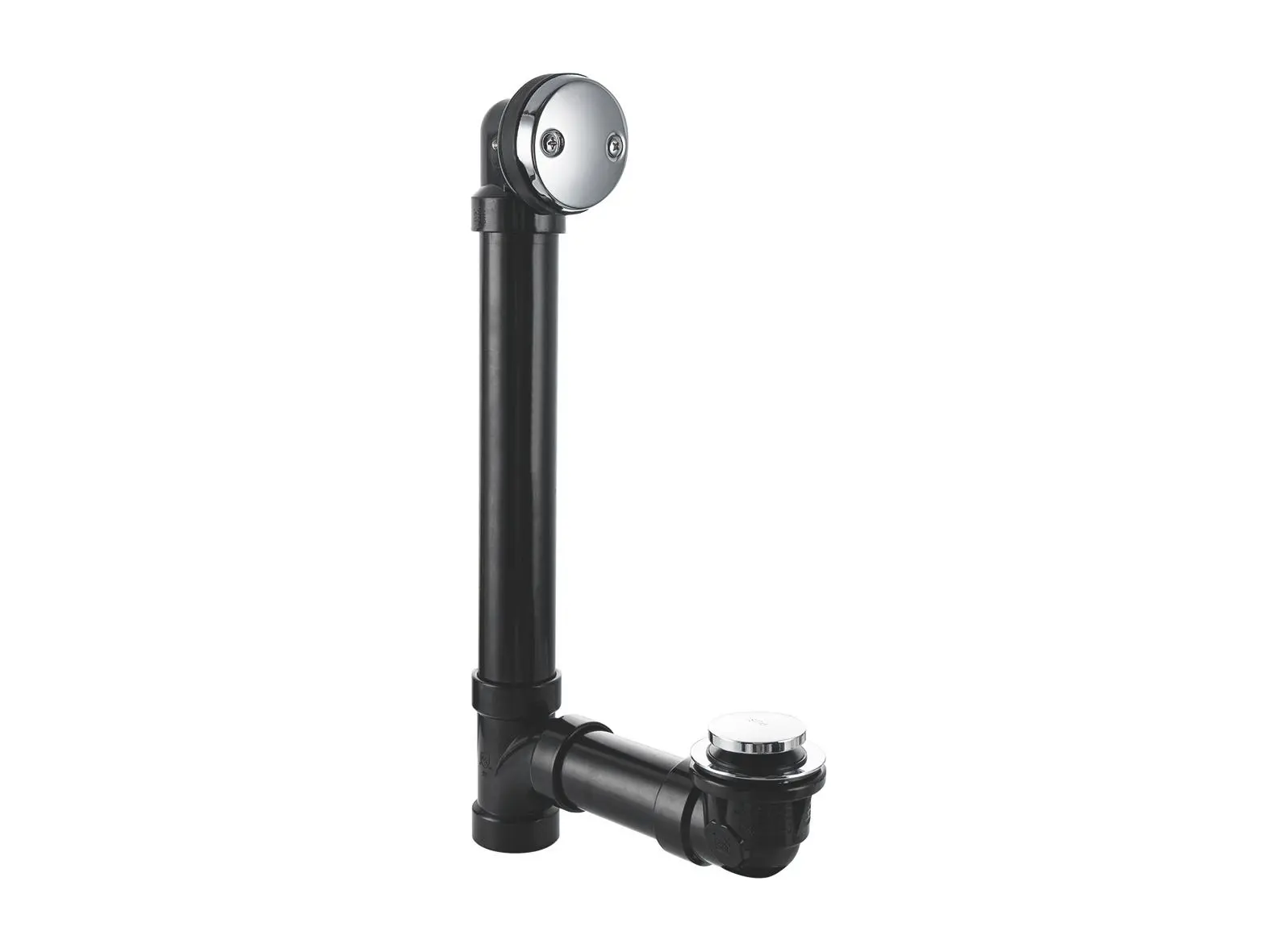 2 in. Round Bathtub Waste & Overflow Tip-Toe Drain - Chrome Finish, Daily Use, 2" Height, 22.4" Length, 3" Width, Two-Inch Wide Drain, Anti-Clogging
