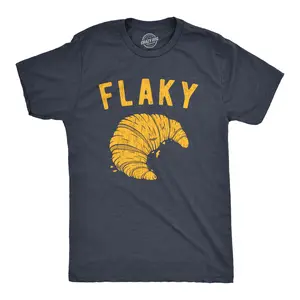Mens Flaky T Shirt Funny Croissant Crumbs Novelty Food Graphic Tee for Guys Mens Funny T Shirts Cool Vintage Fashion T-Shirt Gift Classic Menswear Introvert Apparel for Men Funny Food Short Sleeve Novelty Tees Navy