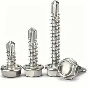 250pcs Stainless Steel Self-Tapping Screws Kit, Hex Head Round Point, Includes 1/2", 3/4", 1" Lengths, Ideal for Wood Metal Furniture Repair