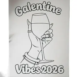 DTF Transfer Outline - Press & Paint Outline, Color your own DTF Print -  Galentine Squad - Valentine's Day -Coloring Activity - Sip and Paint Party - New Years eve Party