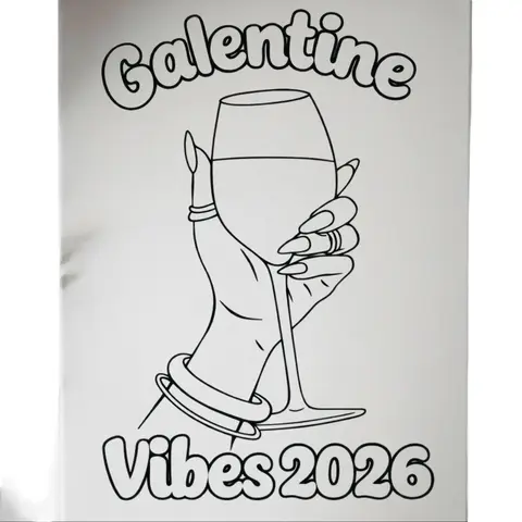 DTF Transfer Outline - Press & Paint Outline, Color your own DTF Print -  Galentine Squad - Valentine's Day -Coloring Activity - Sip and Paint Party - New Years eve Party