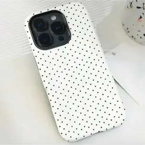 Polka Dot Pattern Beautiful Fashion Two-In-One Membrane Shell - Sturdy Double Protective Shell, Matte Feel All-Inclusive Mobile Phone Case Durable, Shock Absorption And Fashion, Suitable For IPhone 17,16, 15, 14, 13, 12, 11,  Pro Max, Perfect Birthday