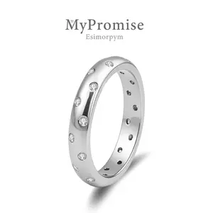 Moissanite Starry Sky Eternity Ring Silver-Plated Jewelry Wedding Engagement Anniversary Valentine's Day Birthday Gift Daily Wear