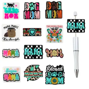 5Pcs New Silicone Focal Beads Mother's Day “mama” Theme Handmade Accessories for Crafting Mother's Day-Style Beaded Pens Necklaces and Bracelets