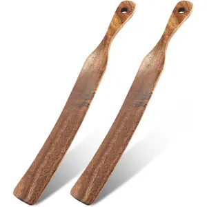 2 Pack Wooden Spatula for Cooking, Sourdough Spurtle Spatula With Hanging Holes, Wooden Dowel for Sourdough, Kitchen Tools for Fermentation, Dough Stir