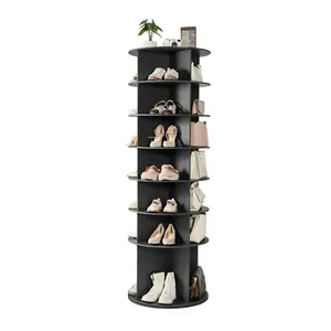 VEVOR 7 Tier Rotating Shoe Rack Tower with Adjustable Shelves, Movable 360 Spinning Carousel Display with Wheels, Lazy Susan Organizer Closet for Bedroom, Living Room, Entryway, Closet, WhiteVEVOR Super Brand Day