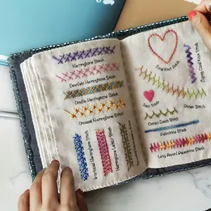 Embroidery Book Stitch Book DIY Stitch Book Embroidery Sewing Book Embroidery Set, Adult Children DIY Handmade Craft, Hand Embroidery Beginner Kit with Printed Embroidery Patterns, Suitable for Beginners Embroidery Kit, Hand Embroidered