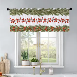 1pc Christmas and New Year printed kitchen curtains Set of watercolor Christmas borders garl curtains valance window treatment living room bedroom home decor 54 x 18 inch