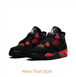 Retro Mid-Top Basketball Shoes in Black Suede Upper with Red Mesh Side Wings, Lace Locks, and Midsole Accents