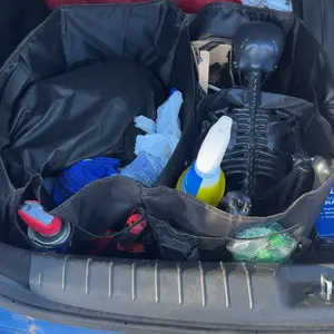 Car Trunk Storage Box, Foldable Car Trunk Organizer with Adjustable Strap, Waterproof Car Storage Box for Trunk and SUV Seat, Car Accessories