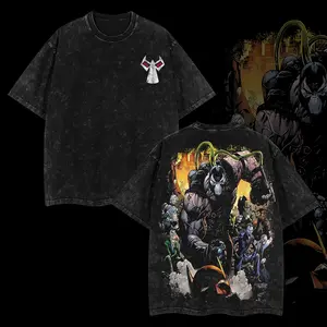 Superstyle Supervillain "Bane" - Bat: Vengeance of Bane #1 Heroverse Comics Edition Double Printed Oversize Lightweight Acid Washed Tee TV Series Graphic Design Top Cotton Streetwear Comic Superheroes T-Shirt Clothes Menswear Womenswear