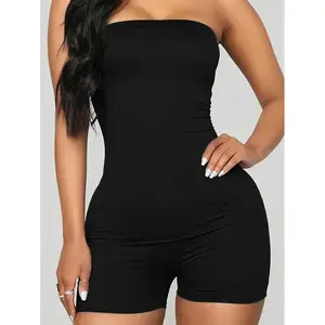 Strapless Tube Romper Jumpsuit, Sexy Romper Jumpsuit, Women's Clothing(Sheet)