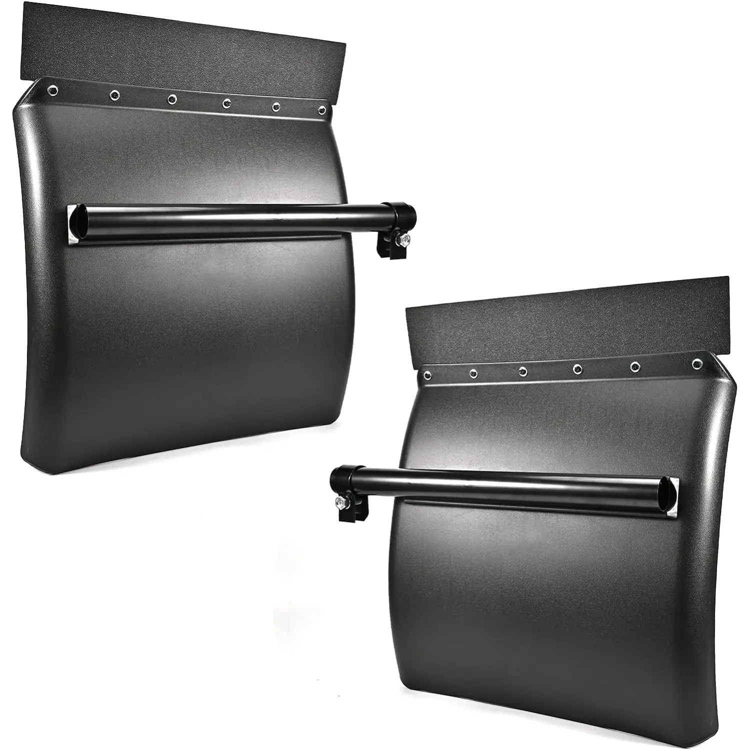 Polyethylene Quarter Fender Kit for Semi Trucks - Black 24"x24" Mud Flap Hangers with Tube Bracket Mounting Hardware, Fitment for Left & Right Side Pair, Automotive Exterior Mud Flap Protector Accessory
