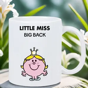 Little Miss Big Back Ceramic Coffee Mug - Playful Pink Crown Design, Durable Reusable Dishwasher Safe Mug for Hot & Cold Beverages, Ideal Gift for Women, Office or Home Use, Coffee Bar Accessories