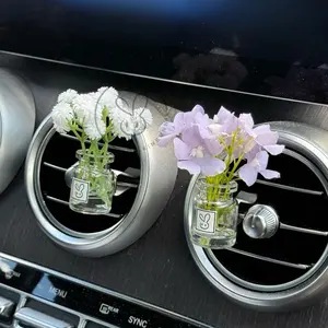 Flower Car Diffuser - Reusable Vent Clip & 3mL Amber Glass Bottle - Handmade Car Air Freshener & Cute Gift for Her - Essential Oils Diffuser