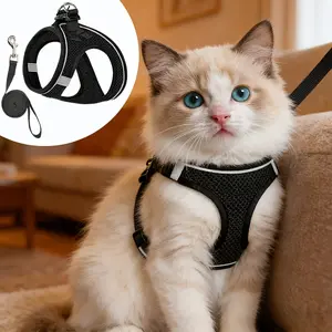 Anti Escape Cat Strap and Drawstring Set: Reflective Soft Mesh Vest for Safe Outdoor Use with Your Kitten