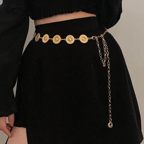 Women's 1 Piece Fashionable Casual Chain Design Belt, Boho Style Waist Chain Decorative Belt For Women For Cloth Decorative Trendy Exquisite Belt, Chain Belts